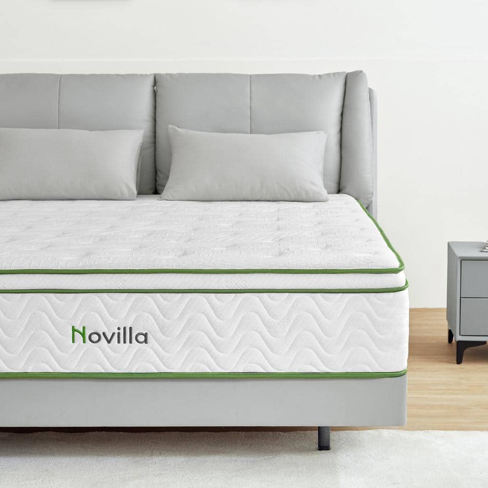 Novilla King Medium Hybrid 10 in. Mattress Bed-in-a-Box Mattresses, Support & Breathable, White Novilla King Medium Hybrid 10 in. Mattress Bed-in-a-Box Mattresses, Support & Breathable, White