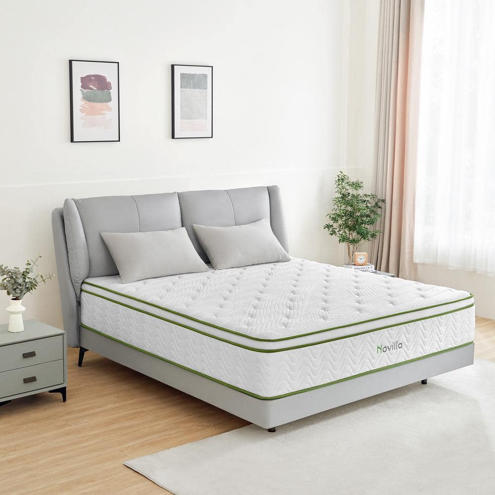Novilla King Medium Hybrid 12 in. Mattress Bed-in-a-Box Mattresses, White Novilla King Medium Hybrid 12 in. Mattress Bed-in-a-Box Mattresses, White