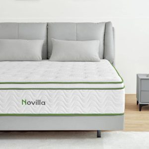Novilla Queen Medium Hybrid 10 in. Mattress Bed-in-a-Box Mattresses, Support & Breathable, White
