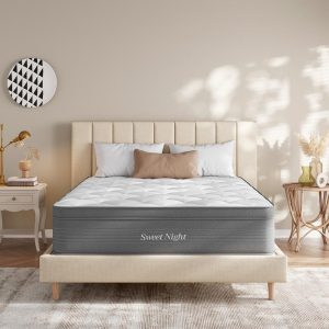 Sweetnight Queen Medium Memory Foam 14" Hybrid Mattress, Pressure Relief & Motion Isolation, Multi-Colored