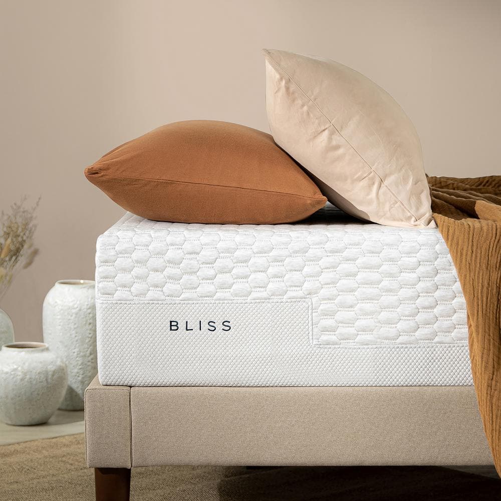Zinus Bliss 12 Inch Medium Smooth Top Queen Memory Foam Mattress, Made in USA, White Zinus Bliss 12 Inch Medium Smooth Top Queen Memory Foam Mattress, Made in USA, White